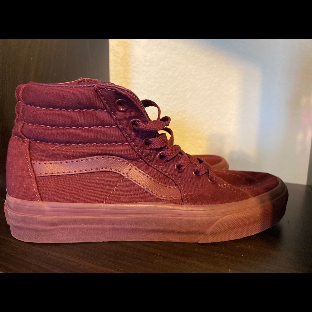Maroon hi top vans youth sz 2 like new
